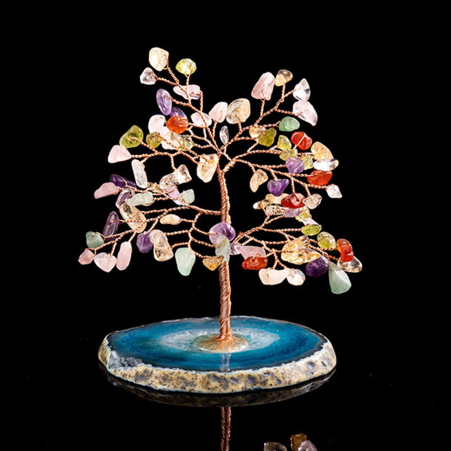 Arbre de Vie 7 Chakras et Agate - Décoration Feng Shui Bureau - Biloria