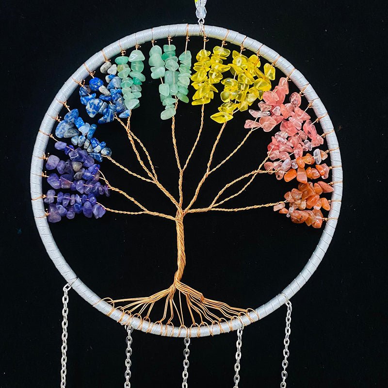 Arbre de Vie Attrape Rêve Pierres Chakras Décoration Murale - Biloria