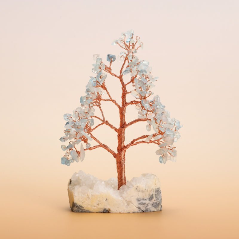 Arbre de Vie en Pierres Naturelles 20 cm sur Base Quartz Clair - Biloria