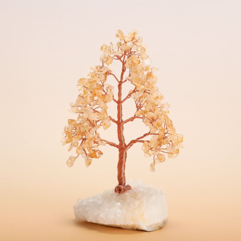 Arbre de Vie en Pierres Naturelles 20 cm sur Base Quartz Clair - Biloria