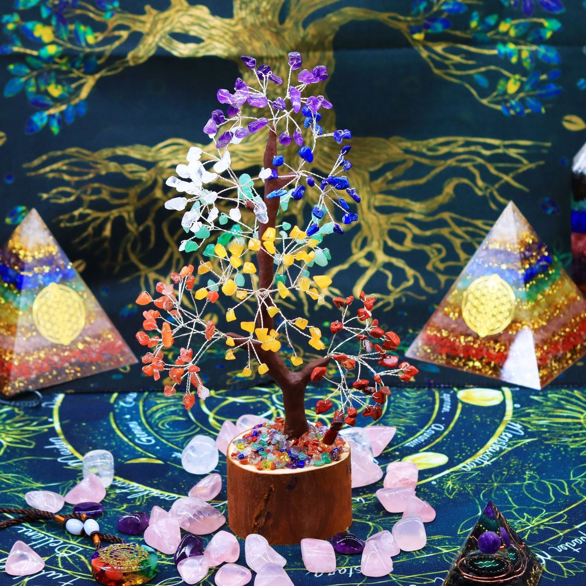 Arbre de Vie Pierres 7 Chakras Déco Bureau Tendance - Biloria