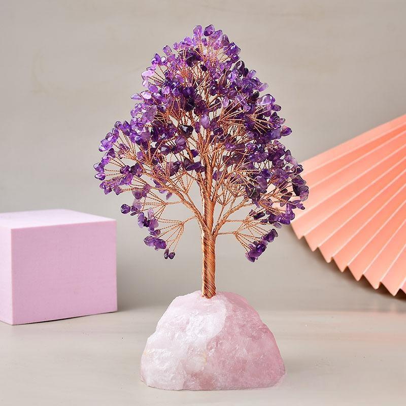 Arbre de Vie Quartz Rose 25 cm – Décoration Tendance Bureau - Biloria