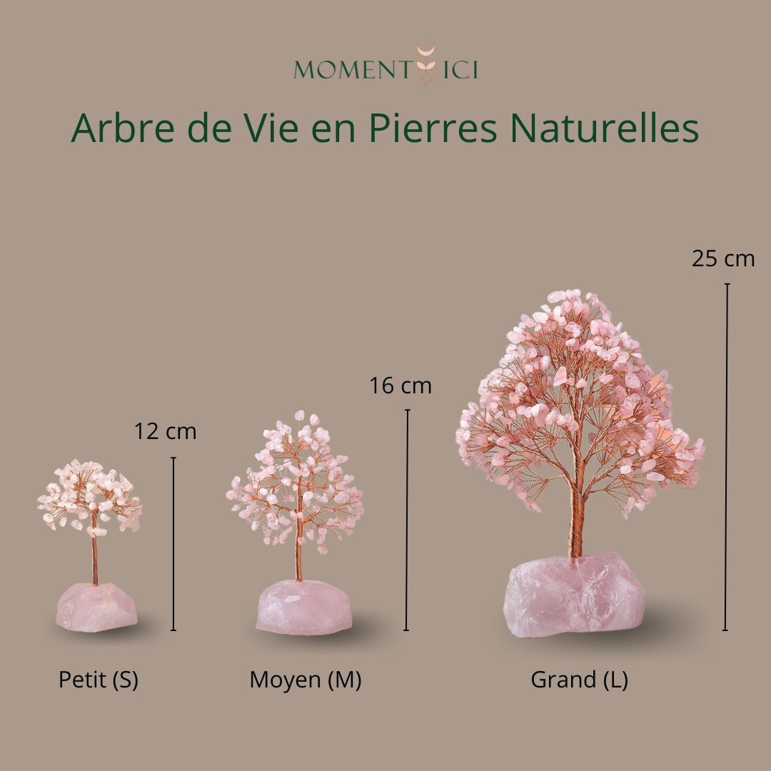 Arbre de Vie Quartz Rose 25 cm – Décoration Tendance Bureau - Biloria