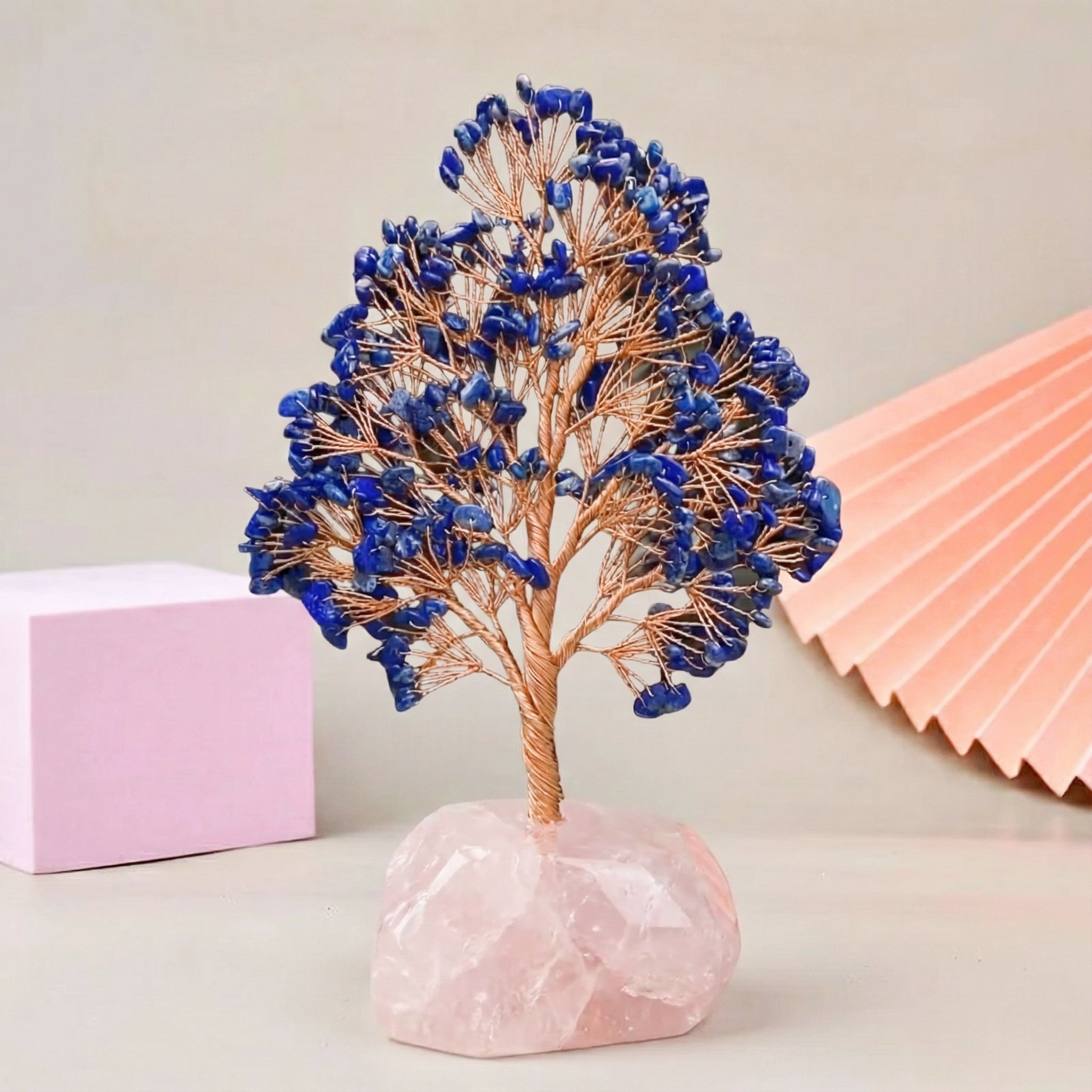 Arbre de Vie Quartz Rose 25 cm – Décoration Tendance Bureau - Biloria