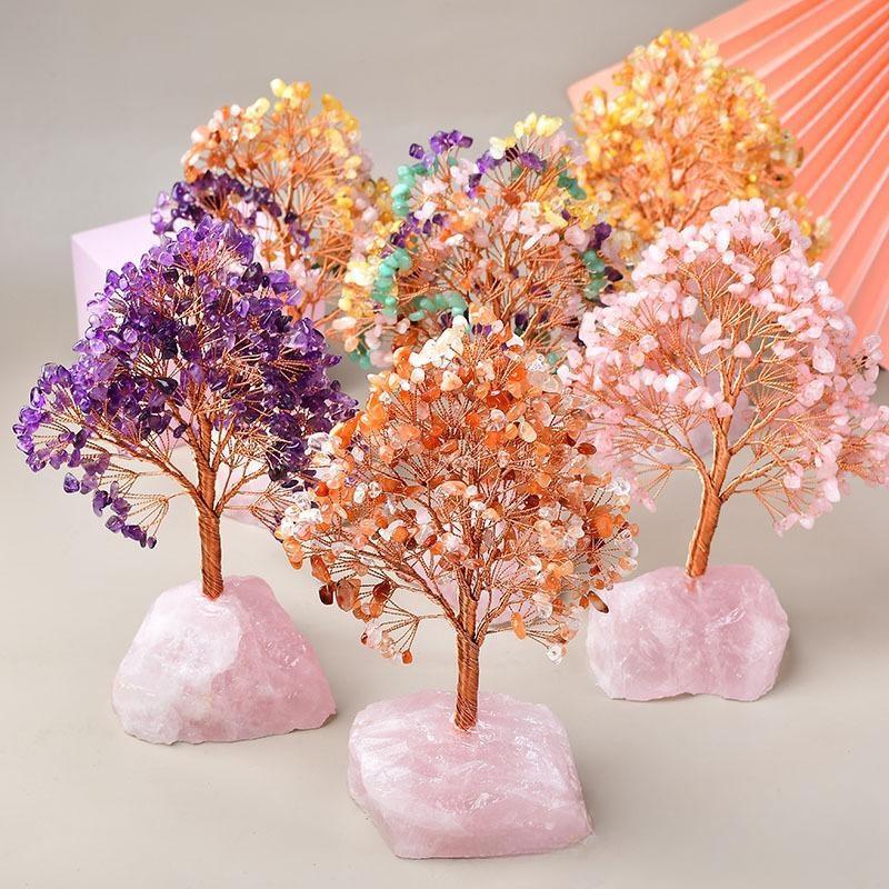 Arbre de Vie Quartz Rose 25 cm – Décoration Tendance Bureau - Biloria