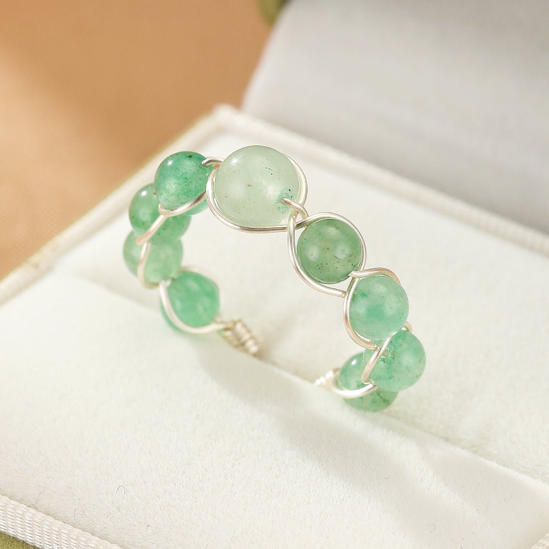 Aventurine Bague Ajustable Double Éclat Vert Bien-Être - Biloria