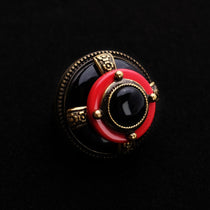 Bague Agate Rouge et Noir Vintage Protection - Biloria