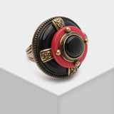 Bague Agate Rouge et Noir Vintage Protection - Biloria