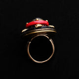 Bague Agate Rouge et Noir Vintage Protection - Biloria