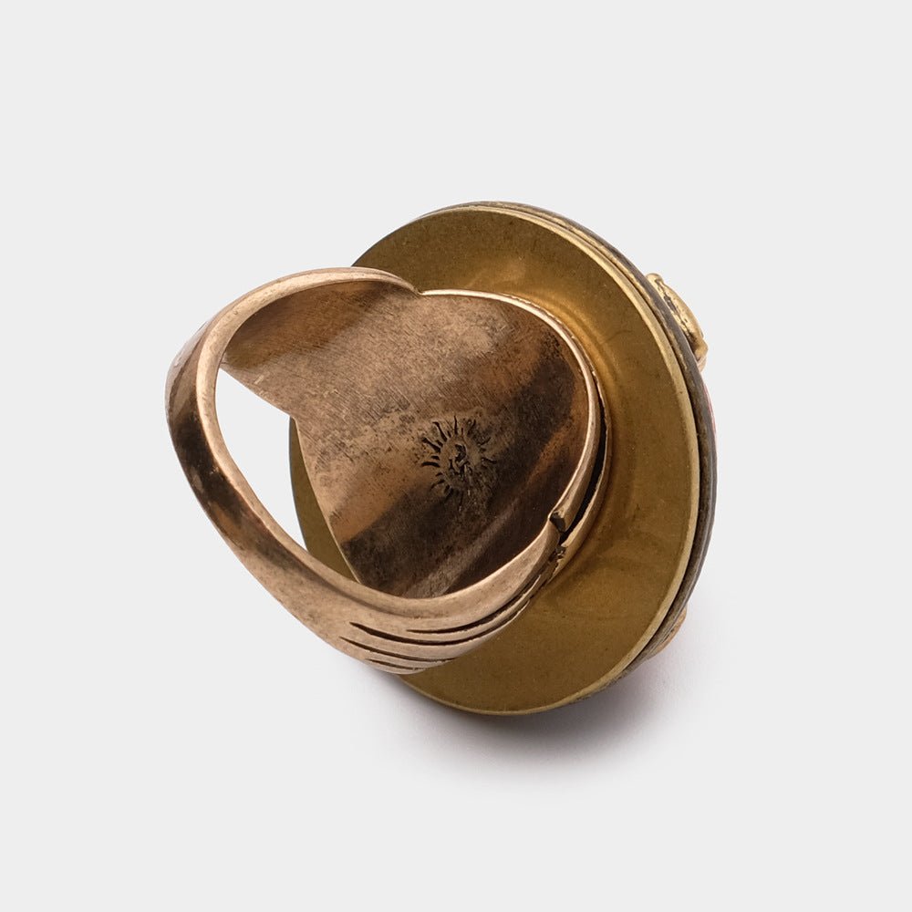 Bague Agate Rouge et Noir Vintage Protection - Biloria