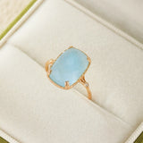 Bague Aigue Marine Argent Plaqué Or, Bijou Apaisant pour la Sérénité - Biloria