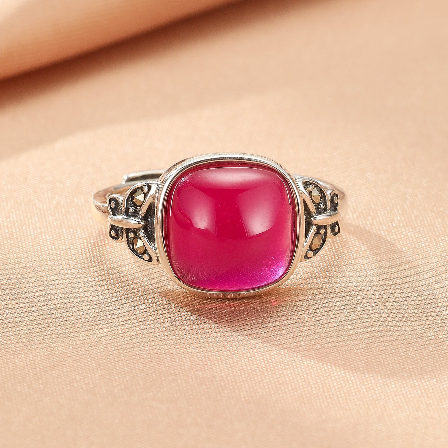 Bague Ajustable Cornaline Papillon Argent 925 - Biloria