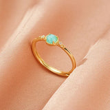 Bague Amazonite Zircon Argent Plaqué Or Taille Ajustable - Biloria