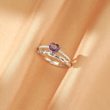 Bague Améthyste Cœur en Argent S925 – Bijou Spirituel Ajustable - Biloria