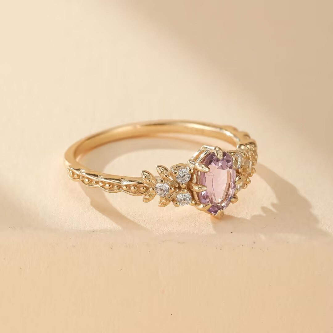 Bague Améthyste en Argent Plaqué Or pour Sérénité - Biloria