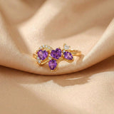 Bague Améthyste Galop de Chance Argent Plaqué Or Ajustable - Biloria
