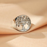 Bague Arbre de Vie en Acier Inoxydable avec Zircons - Biloria