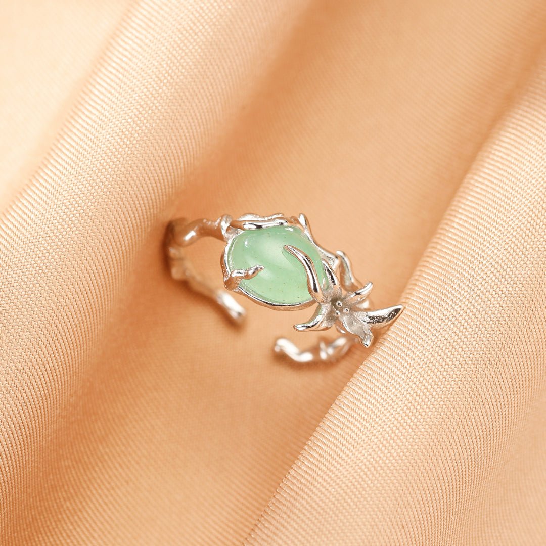 Bague Aventurine Fleur Sauvage – Bijou Argent Tendance Bureau - Biloria