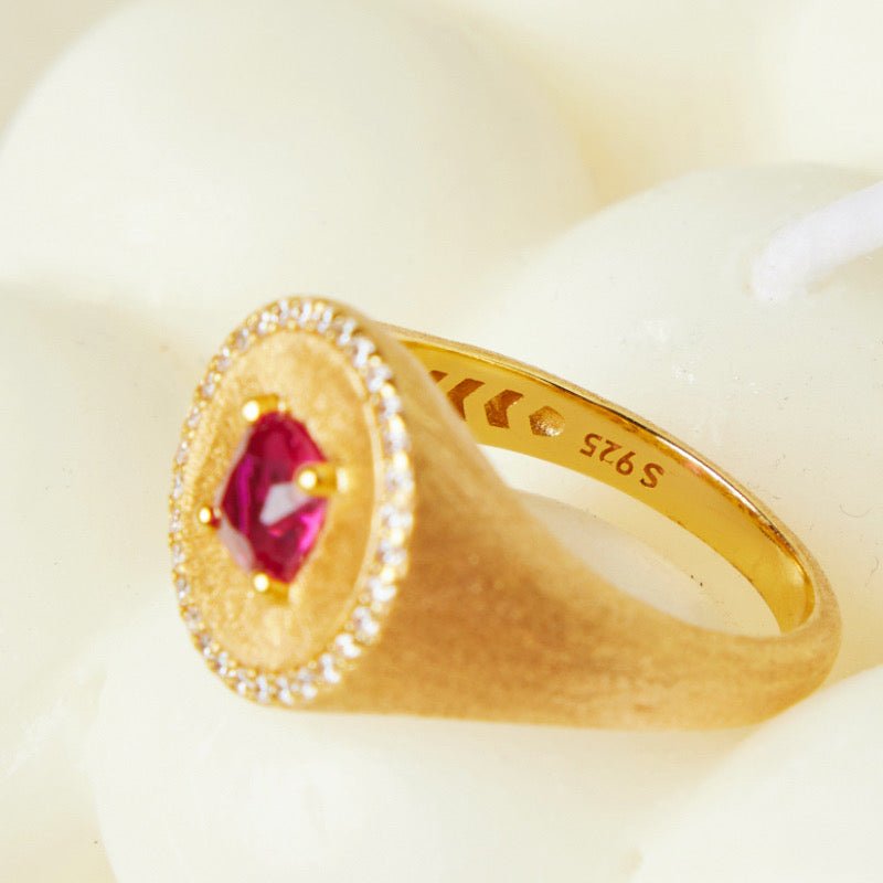 Bague Cornaline Argent Plaqué Or Énergisante – Femme - Biloria
