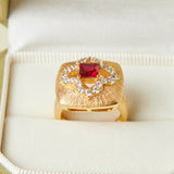 Bague Cornaline Chance Florale Argent Plaqué Or Zircon - Biloria