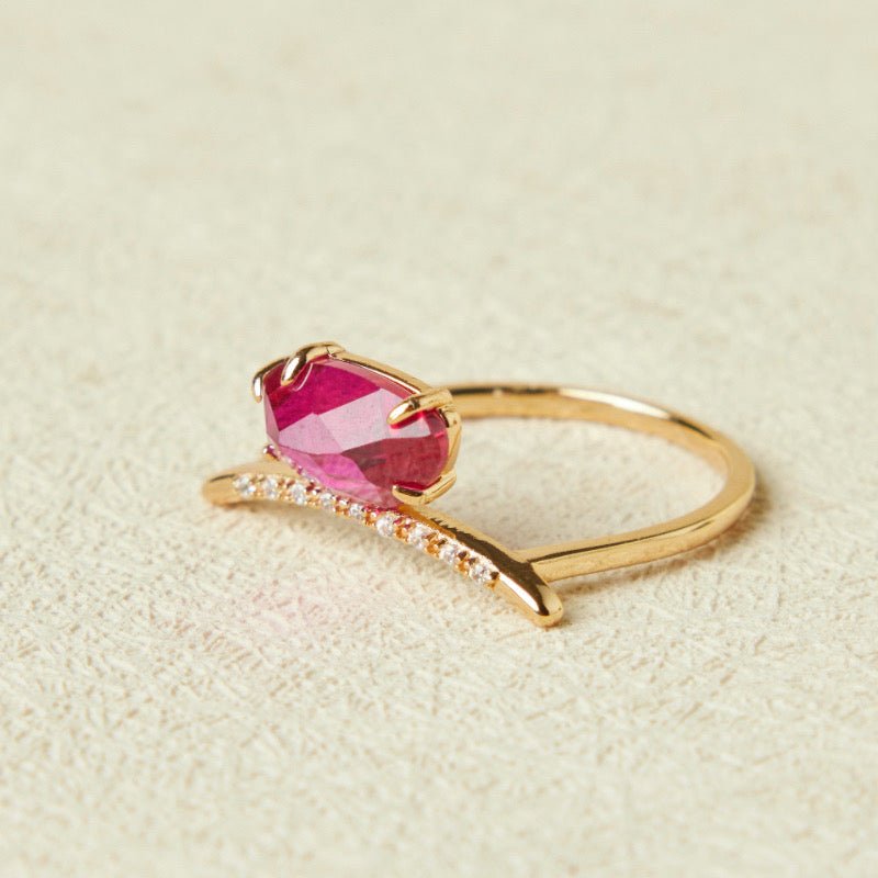 Bague Cornaline en Argent Plaqué Or pour Confiance et Créativité - Biloria