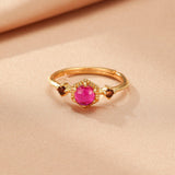 Bague Cornaline Femme Flamme Royale Argent Plaqué Or - Biloria