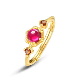 Bague Cornaline Femme Flamme Royale Argent Plaqué Or - Biloria