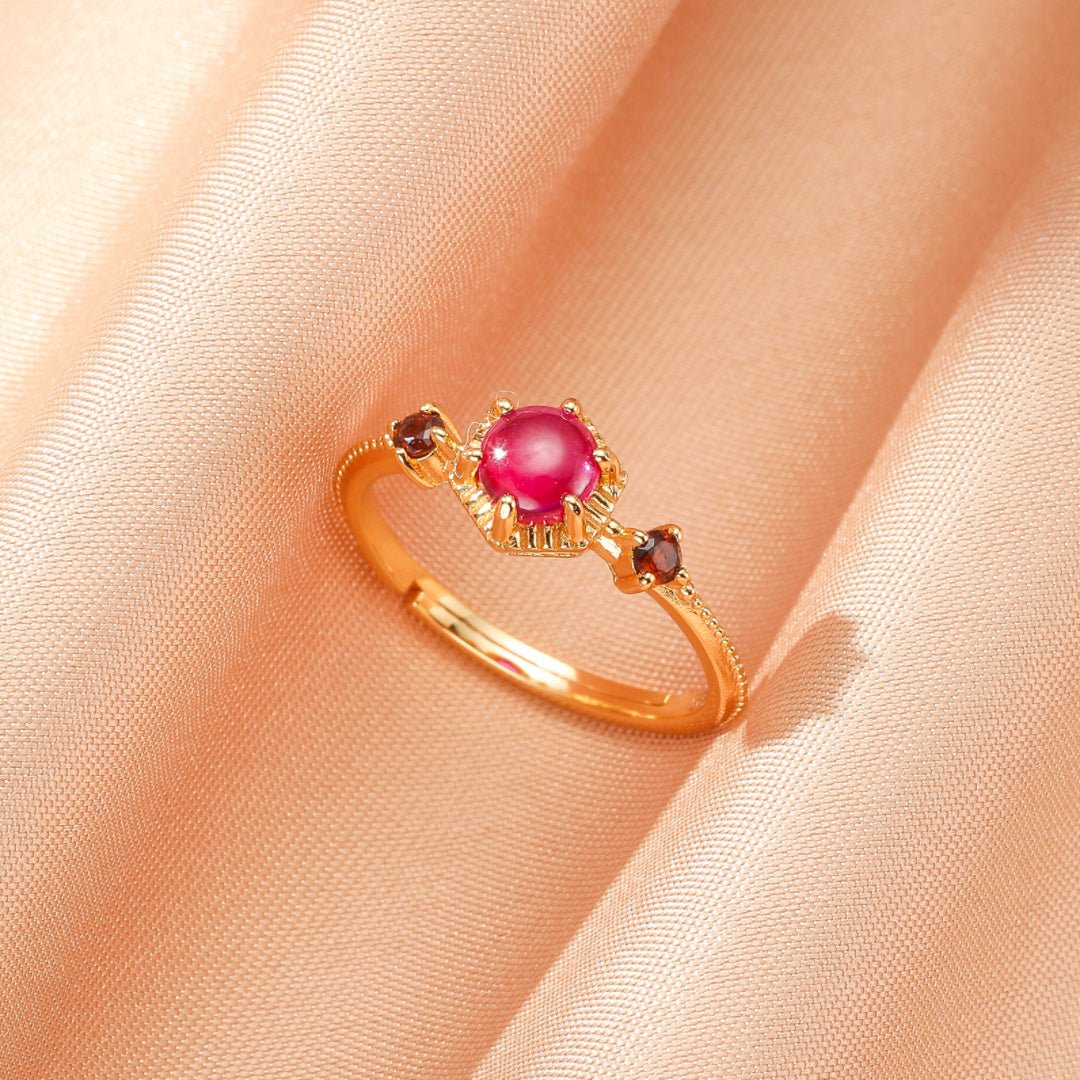 Bague Cornaline Femme Flamme Royale Argent Plaqué Or - Biloria