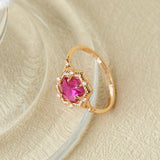 Bague Cornaline Hexagonale Argent Plaqué Or Charme Passion - Biloria