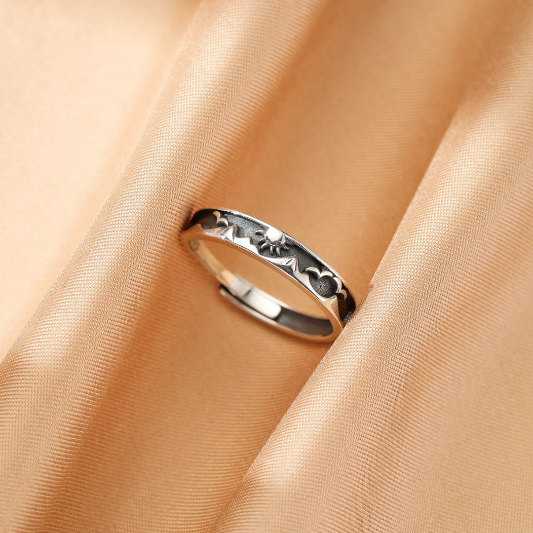 Bague couple astres unis argent 925 ajustable - Biloria