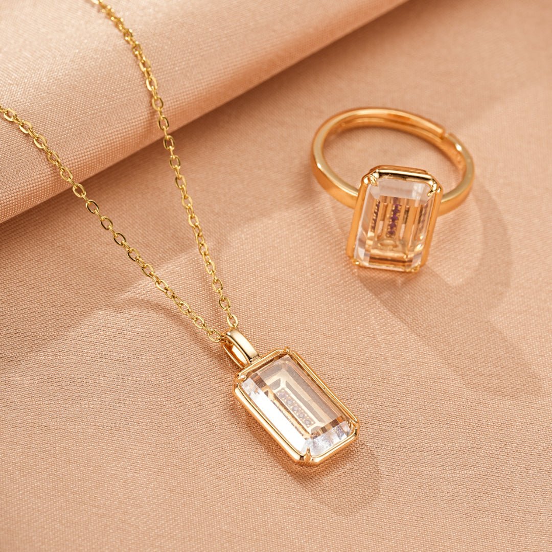 Bague Cristal de Roche et Corindon Rose Ajustable - Biloria