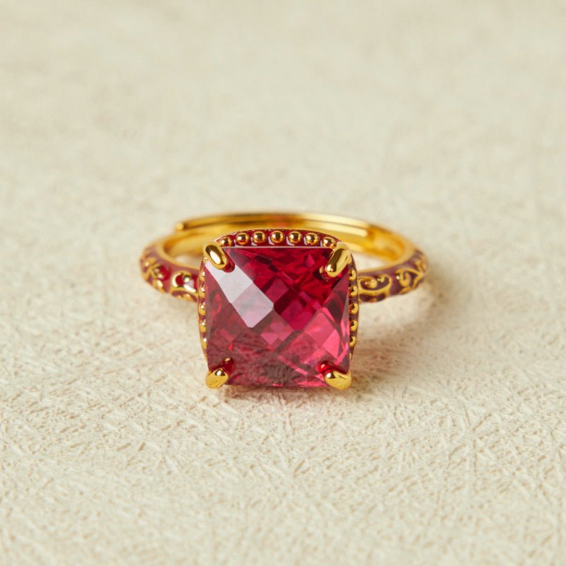 Bague en Cornaline et Argent Plaqué Or – Bijou Rétro - Biloria