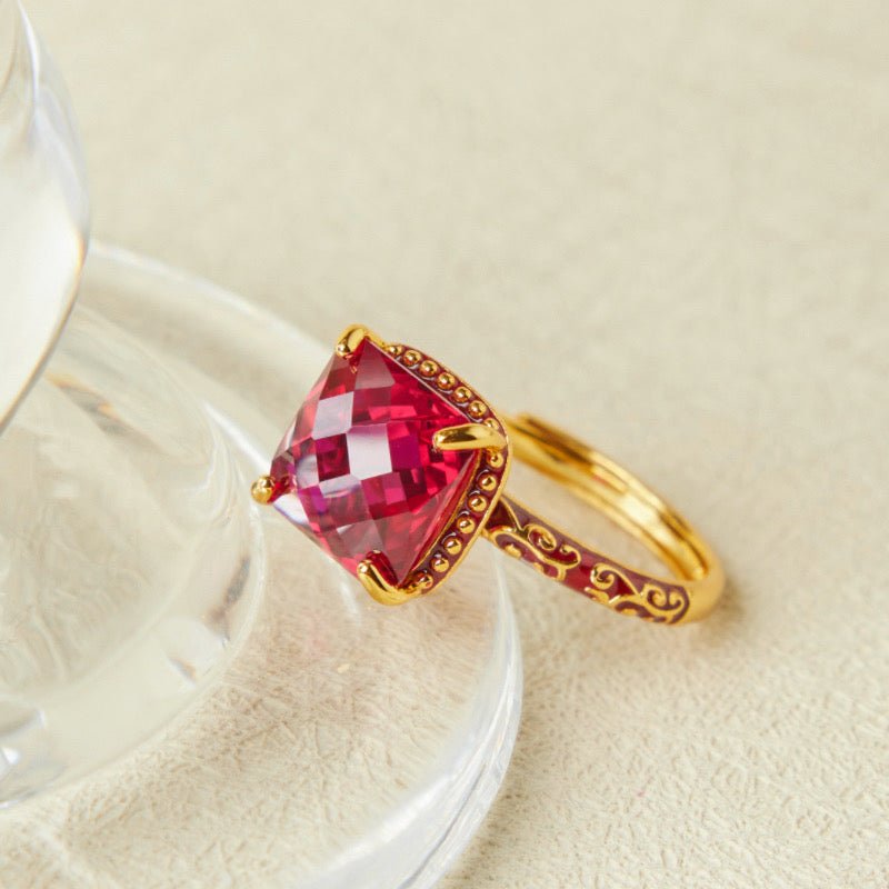 Bague en Cornaline et Argent Plaqué Or – Bijou Rétro - Biloria