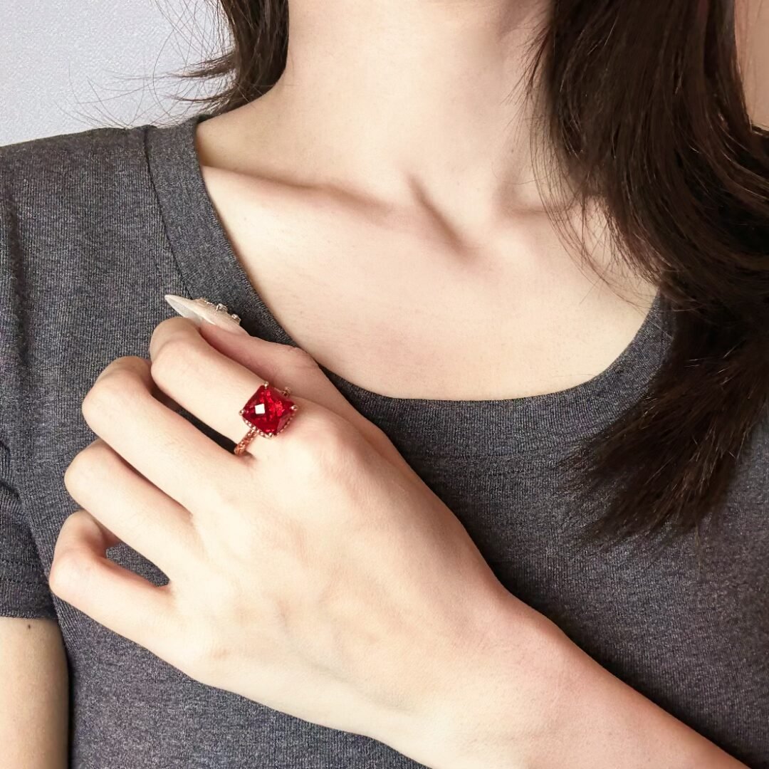 Bague en Cornaline et Argent Plaqué Or – Bijou Rétro - Biloria