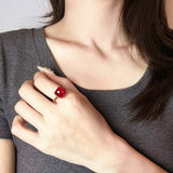 Bague en Cornaline et Argent Plaqué Or – Bijou Rétro - Biloria