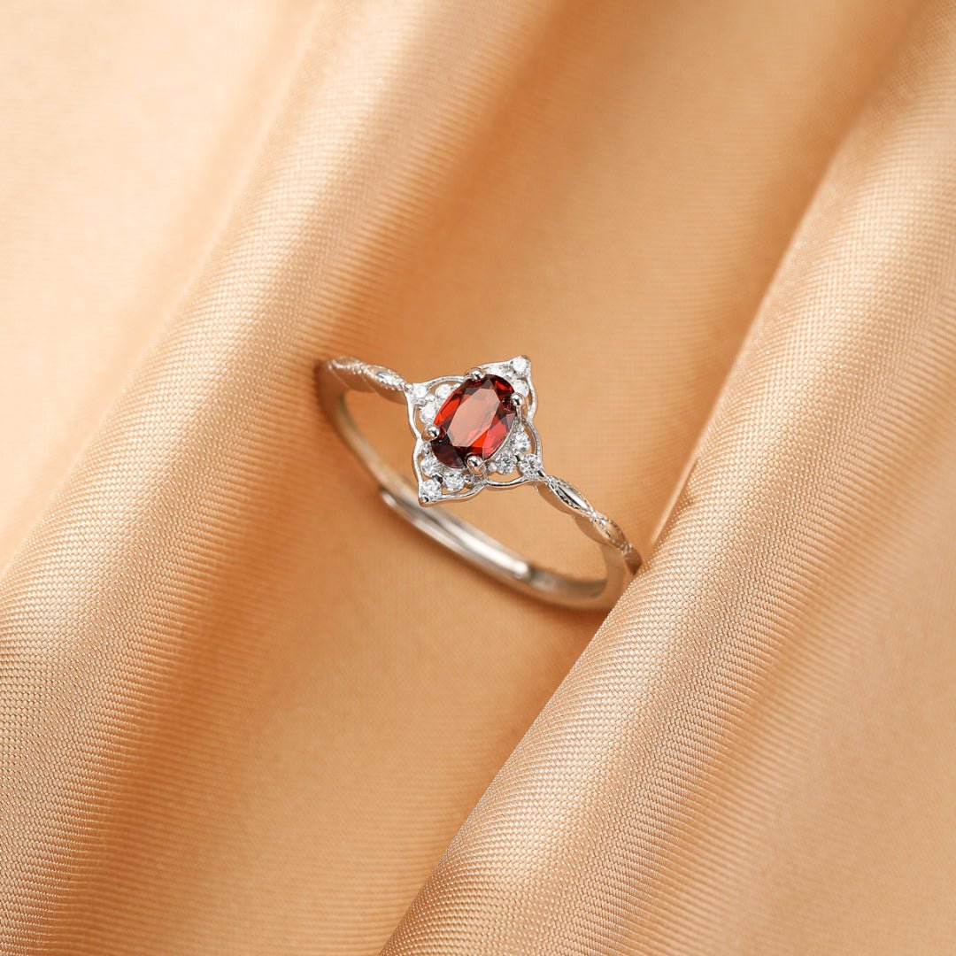 Bague Grenat Argent 925 Vintage - Cadeau Fête ou Anniversaire - Biloria