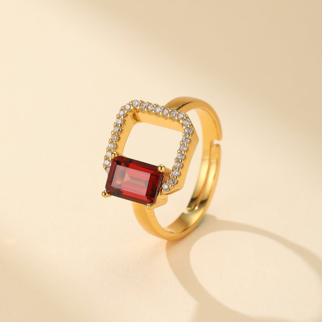 Bague Grenat Carré Argent 925 – Bijou Fait Main - Biloria