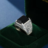 Bague Homme Obsidienne Sceau Royal Argent 925 - Biloria