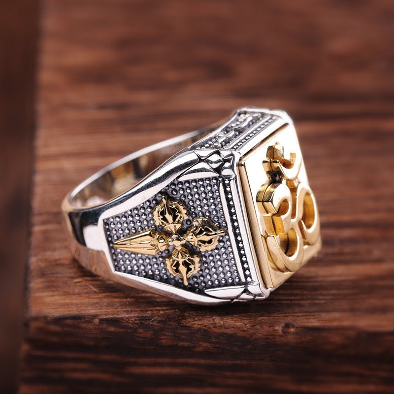 Bague Homme Six Mantras Argent 925 – Sagesse et Protection Spirituelle - Biloria