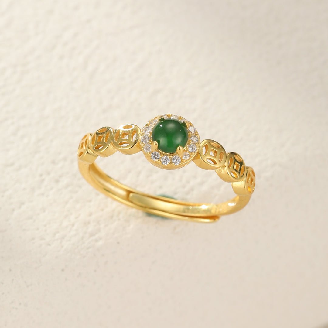 Bague Jade Harmonie Céleste Argent Plaqué Or – Bijou Lithothérapie - Biloria