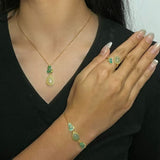 Bague Jade Néphrite Goutte et Gourde – Argent Plaqué Or Ajustable - Biloria