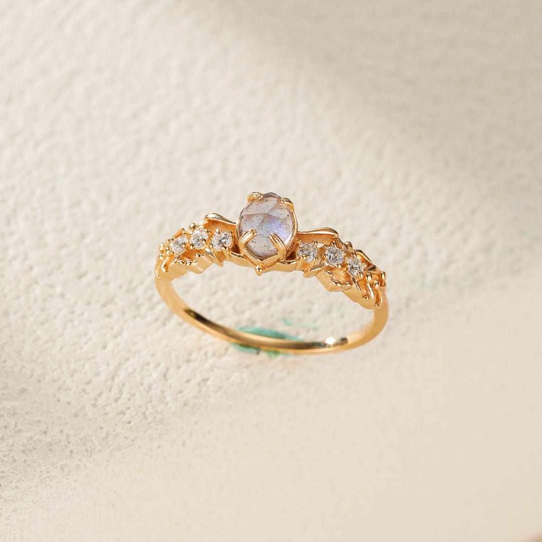 Bague Labradorite et Cordiérite en Argent Plaqué Or - Biloria