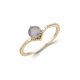 Bague Labradorite Irisée Argent Plaqué Or Taille FR50 FR57 - Biloria