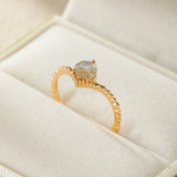 Bague Labradorite Irisée Argent Plaqué Or Taille FR50 FR57 - Biloria