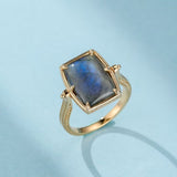 Bague Labradorite Mystère d'Aurore – Argent Plaqué Or - Biloria
