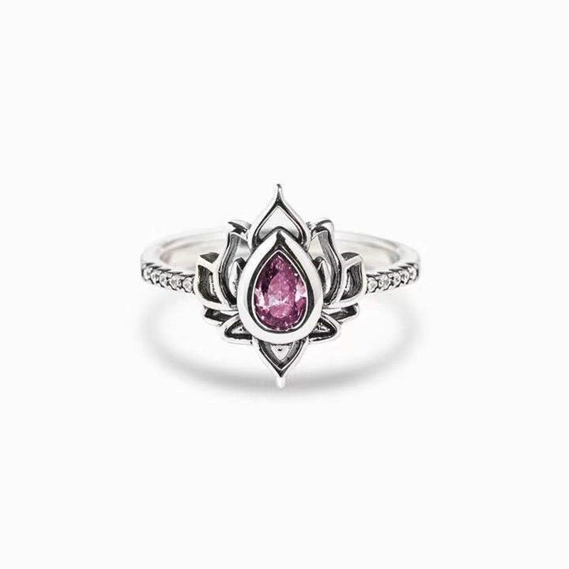 Bague Lotus Le Renouveau en Argent S925 avec Zircon - Biloria