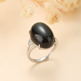 Bague Obsidienne Arc en Ciel Argent 925 – Protection Émotionnelle - Biloria