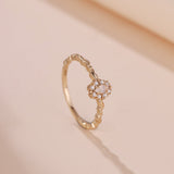 Bague Opale Blanche Brume Étoilée Argent Plaqué Or Taille FR49 à FR57 - Biloria