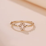 Bague Opale Blanche Brume Étoilée Argent Plaqué Or Taille FR49 à FR57 - Biloria