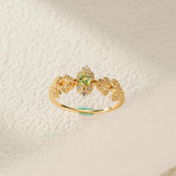 Bague Péridot Argent Plaqué Or Vintage - Biloria